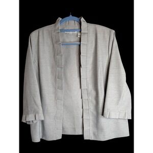 ALFRED DUNNER WOMEN's Size 10 Petite 10P BLAZER Open Jacket Gray Ruffles